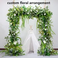 Decoratieve bloemen krans aangepaste bruiloft bloem rij gewelfde arrangement stadium weg lead scène lay-out party decoratie hoekstukken