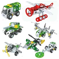 Metal 3D Puzzle DIY Toys Build Block Engineering Car Mały samolot pojazdy zgromadzone puzzle dla chłopców mini dzieci