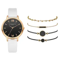 Armbandsur 5st Set Top Style Fashion Women Luxury Classic Leather Band Quartz Wristwatch Ladies Watch Female Dress Armband Watches Reloj