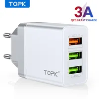 TOPK Quick Charge 3 0 USB Charger for Samsung S10 S9 Xiaomi Mi 9 Redmi Note 7 Fast QC 3 0 EU Travel Wall Mobile Phone Charger FY74296S