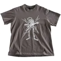 Camisetas masculinas Número nove lavado e gasto Arquivo Vintage Rock Skull Crew pescoço Camiseta casual Homens de manga curta