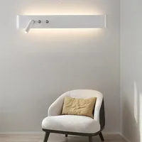 벽 램프 현대식 LED 침실 침대 옆 계단 내부 조명 검은 흰색 스트립 조명 홈 비전 장식 10W-46Wwall