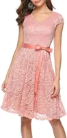 women's Floral Lace Short Bridesmaid Dress Cap Sleeve Cocktail Party Dress M2Nn#
