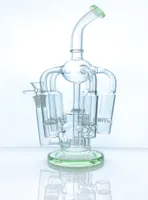 Den senaste fantastiska funktionen Recycler Bong Glass Hookah Water Pipe "Chandelier" Honeycomb Shower Recycler GB-291 Light Green