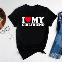 남자 티셔츠 나는 내 여자 친구를 사랑합니다 내 여자 친구 발렌타인 발렌타인 재미 T 셔츠하라 주쿠 그래픽 남성 라운드 목 남자 남자 친구 티 발렌타인 데이 선물