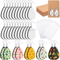 Sublimation Blank Pendant Earrings Ocheyu Printing Unfinished Teardrop Heat Transfer Earring with Hooks and Jump Rings for Jewelry DIY Making
