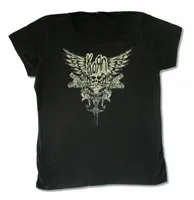 Korn Skull Wings Girls Juniors Black T Shirt Band Merch Customize Tee Shirt 220423