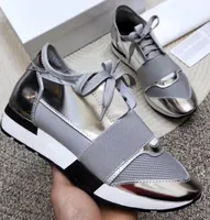 Mode luxe designer sneaker man vrouw casual schoenen lederen mesh puntige teen race runner schoenen buitenshuis trainers met doos