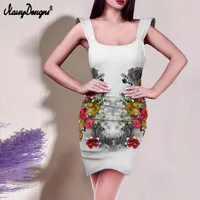 Noisydesigns Women Dresses 여름 고급 흰색 빨간 꽃 장미 유럽 인쇄 소녀 Maxi Party Ropa vestido Plus Size 4XL 220627