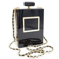2021 New Famous Acrylic Box Perfume Bottles Shape Chain Clutch Evening Handbags Women Clutches Perspex Clear Black188q