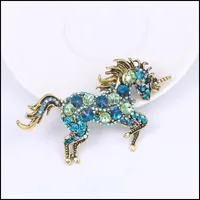 Pins Brooches Jewelry Fashion Elegant Art Rhinestone Crystal Black Horse Brooch Drop Delivery 2021 Ygbzm