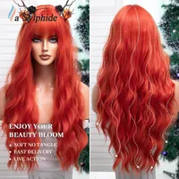 Pelucas sintéticas la sylphide halloween cosplay peluca de color naranja largo con flequillo para mujer blanca blanca resistente al calor Kend22