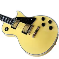 Factory customized yellow electric guitar, with white pearl sound inlay, white binding, rosewood fingerboard, provide customization
