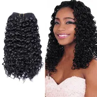 Human Ponytails Fellissy 8inches Synthetic Bundles With Closure Ombre Curly Soft For Afro Brazilian Woman Weaving Remy Hair Extensions Kanek