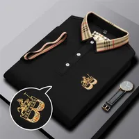 Chegada de luxo europeia pólo masculino verão de alta qualidade bordando alfaiate feito com camiseta 16 cores 220719