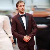 Men's Suits & Blazers Tuxedos Jacket Burgundy Tuxedo Wedding For Men Custom Made Maroon Prom Dress Mens Slim Fit BlazerMen's