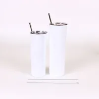 20oz Minimalist Design Stainless Steel Tumbler Vacuum Glass Sublimation Straight Cup with Metal Straw and Lid
