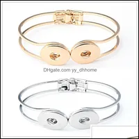 Bangle Bracelets Jewelry Fashion Gold Sier Metal Ginger Snap Button Charm Bracelet Interchangeable Snaps Drop Delivery 2021 Tid1Q