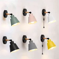 Moderne Wandlampen mit Schalter EU-Stecker Bettwand-Licht-Leuchte für Schlafzimmer-Loft-Stydy-Raum-Lenkkopf E27 sconce Lampenschirm W220317