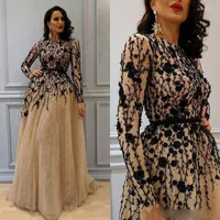 Casual Dresses 2022 Gorgeous Beading Prom Gowns With Long Sleeves Lace Arabic Formal Dress Champagne Elegant Women Evening Gown Plus Size
