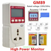 16A Version Of Miniature Digital High Power Monitor GM89 AC220V 50Hz Energy Meter Watt Tester Only EU/US Plug With LCD Displays
