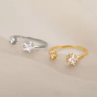 Pierścienie klastra Modna gwiazda otwarty palec dla kobiet Regulowany srebrny kolor kryształowy obrączka estetyczna biżuteria dziewczyna prezentscluster