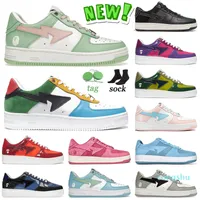 2022 Bapestas Sk8 Sıradan Ayakkabı Tasarımcısı Pastel Yeşil Tokyo Siyah Süet Erkek Kadınlar3