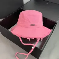 Top Bucket Hat Female Pink Metal Logo Adjustable Drawstring Burrs Sun Protection Hats Bucket Hat Bucket Hats