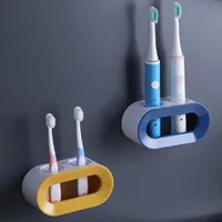 Çift delikli elektrikli diş fırçası tutucu Yumruk depolama rafı yok banyo aksesuarları organizatör envanteri toptan 50pcs mk056