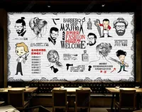 custom photo mural wallpaper 3d Hairdressing barber shop fashion modeling brick wall background painting home decor wallpaper for walls 3D in the living room