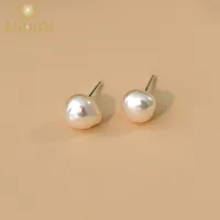 Ashiqi Natural Baroque Freshwater Pearl 925 Sterling Silver Stude Earrings ear Clip for Women Jewelry Gifts 220810