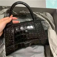 Handbags Balencaigass Luxury Designer Bags 2022 Italy Bag B-button and Crocodile Hourglasss Leather Women's Rr2n