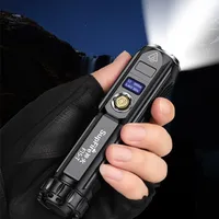 5-T Cree XHP90 36W led flashlight Ultra Bright torch Display Zoom USB Rechargeable Multi-function for Camping Fishing 220401