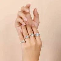 R3ZZ Ainuoshi Classic Six Claw T Home 925 Sterling Silver Diamond Ring 1-3 quilates Simulación Diamante Categoría de anillo simple