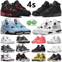 Air Jordan 4 Retro Jumpman 4 4s Basketbol Sneaker Kırmızı Thunder Siyah Tuval Kedi Beyaz Oreo UNC Mavi Yelken Yıldırım Kızılötesi Pırıltılı Saf Para Erkek Spor Sneakers Ayakkabı
