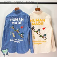 Human Made Ducks geborduurd gewassen katoen met lange mouwen shirt pocket denim Jean Jacket T-shirt W220813