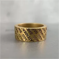 Mens Designer Rings Fashion Hip Hop Luxe sieraden voor vrouwen Bronze gouden paar Ring Classic Retro Ornamenten Volledige letter Big Rings Unisex