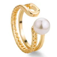 Anelli di moda con anello oro a fascia oro regolabili in cturata d'acqua dolce
