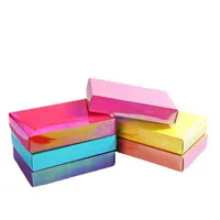10pcs Laser World Cover Carton Wholesale Rainbow Packaging Box Paper Folding Storage Box Birthday Gift Box J220714