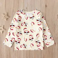 산타 클로스 베이비 유기농 면화 아이를위한 긴 소매 티셔츠 소녀 소녀 크리스마스 탑