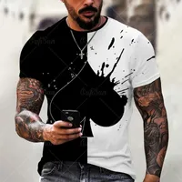 남자 티셔츠 여름 패션 크리에이티브 포커 에이스 3D 인쇄 된 남자 두개골 티셔츠 대형 스트리트 탑 편안한 오 목 짧은 슬리밍 ''