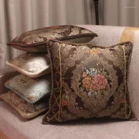 Curcya lüks haraç ipek jakard dekoratif yastık kapakları / çiçek Avrupa tarzı vintage saten bel yastık kapakları kanepe1234b