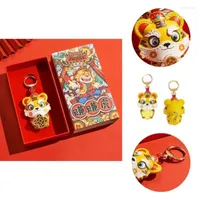 Berets Yellow 1 Set Fashion Chinese Style Gift Box Tiger Schlüsselring Anhänger Cartoon Komfortable Touch für Kidsberets EloB22