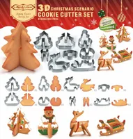8 -stks roestvrij staal DIY Kerstmis Santa Snowman Cookie Cutter Biscuit Cookie Mold Cake Embossing Tool Set goedkoop bakware