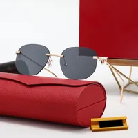 Newest man designer sunglasses fashion large oval women sun glasses gradient tea beach frameless rose gold sense of luxury eyewear UV400 mens sonnenbrille gift box