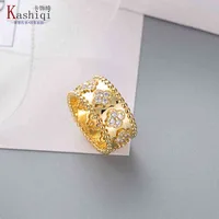 Jóias Ringas banhadas pelo caleidoscópio masculino anel de diamante Homem Sliver Womens Minority Gold Design Sense of Fashion Rose Clover Jewelrys