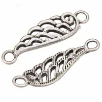 DIY Charms Connectors For Bangles Necklaces Earrings Crafts Angel Wings Curve Retro Silver Fashion Metal Jewelry Components 39*9*2mm 100pcs