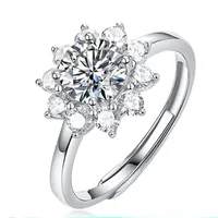 S925 Silver Moissanite Ring Class D 1 karat japansk och koreansk retro vit personlighet kvinnors ring