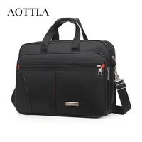 Aottla 핸드백 남성 17.5 인치 큰 용량 노트북 가방 나일론 좋은 품질 남성 어깨 클래식 순수한 색 남성 서류 가방 220324