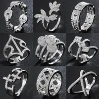 Pierścionki ślubne luksusowe sześcienne cyrkonia pierścień geometrii dla kobiet 12 szt. Panie srebrna biżuteria